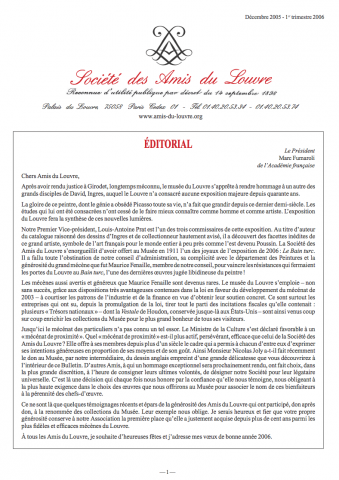Bulletin trimestriel des Amis du Louvre du 1er trimestre 2006