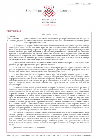 Bulletin trimestriel des Amis du Louvre du 4ème trimestre 2009
