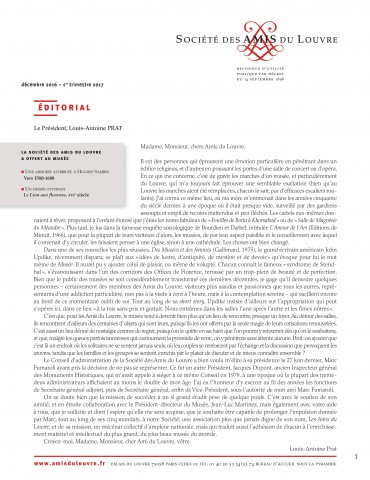 Bulletin trimestriel des Amis du Louvre du 1er trimestre 2017