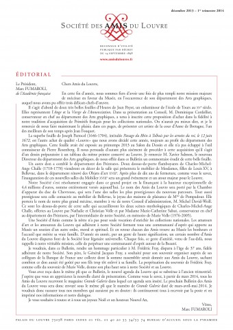Bulletin trimestriel des Amis du Louvre du 1er trimestre 2014
