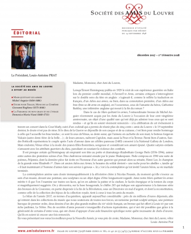 Bulletin trimestriel des Amis du Louvre du 1er trimestre 2018