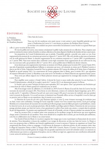 Bulletin trimestriel des Amis du Louvre du 3ème trimestre 2011