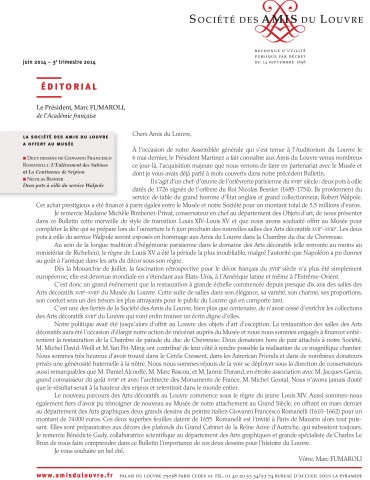 Bulletin trimestriel des Amis du Louvre du 3ème trimestre 2014