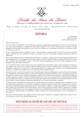 Bulletin trimestriel des Amis du Louvre du 3ème trimestre 2004