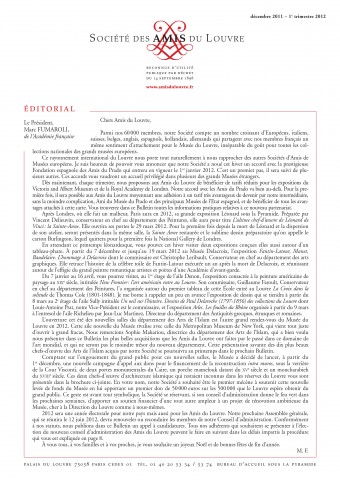 Bulletin trimestriel des Amis du Louvre du 1er trimestre 2012