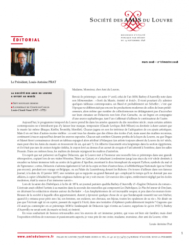 Bulletin trimestriel des Amis du Louvre du 2ème trimestre 2018