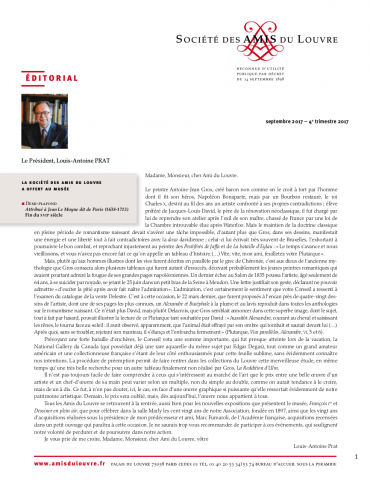 Bulletin trimestriel des Amis du Louvre du 4ème trimestre 2017