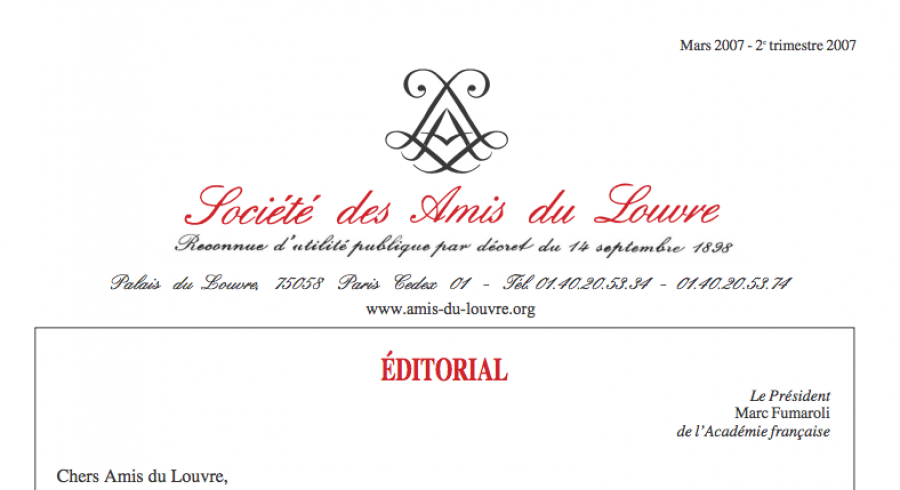 Bulletin trimestriel des Amis du Louvre du 2ème trimestre 2007