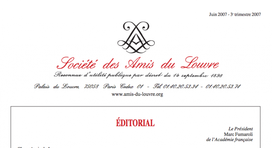 Bulletin trimestriel des Amis du Louvre du 3ème trimestre 2007