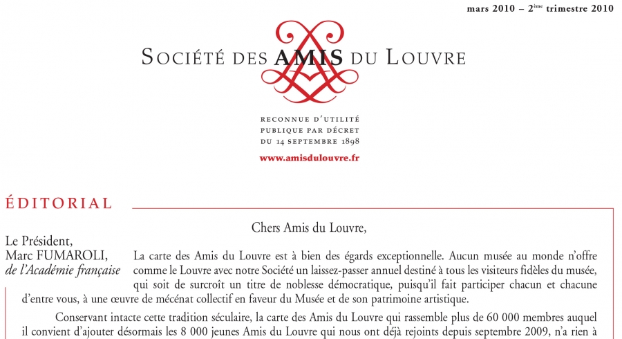 Bulletin trimestriel des Amis du Louvre du 2ème trimestre 2010