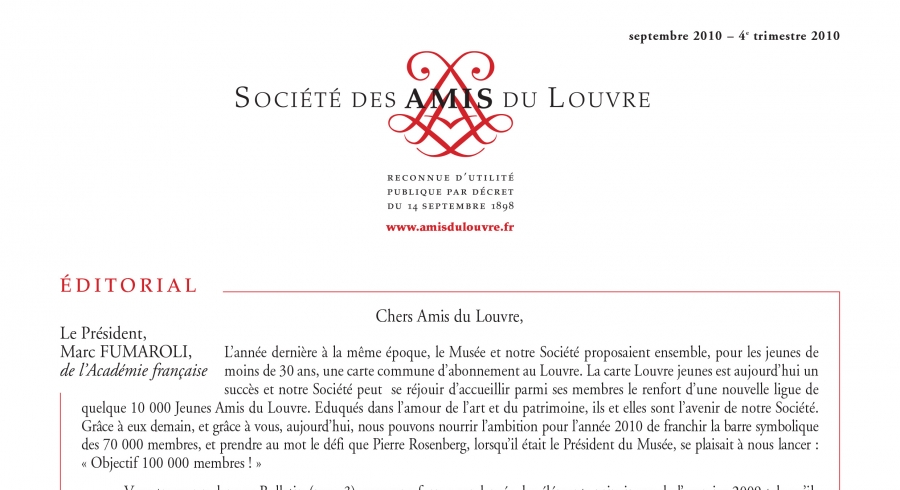 Bulletin trimestriel des Amis du Louvre du 4ème trimestre 2010