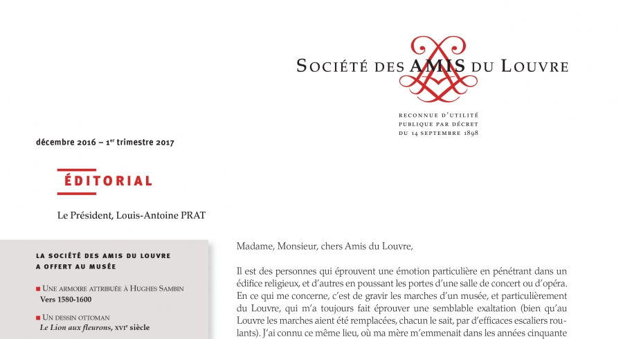 Bulletin trimestriel des Amis du Louvre du 1er trimestre 2017