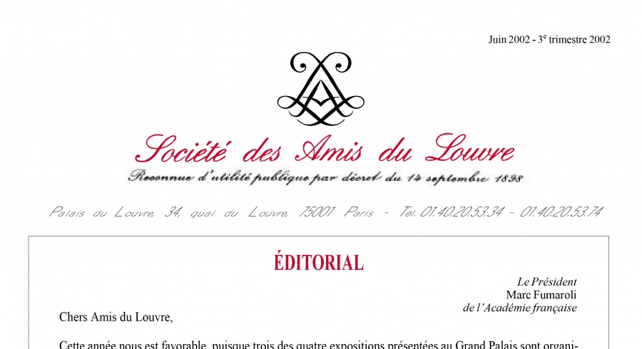 Bulletin trimestriel des Amis du Louvre du 3ème trimestre 2002