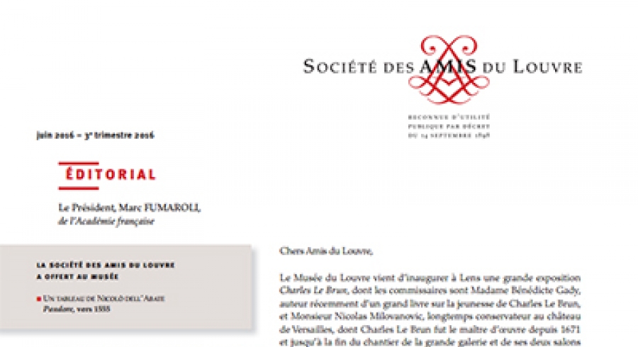 Bulletin trimestriel des Amis du Louvre du  3ème trimestre 2016