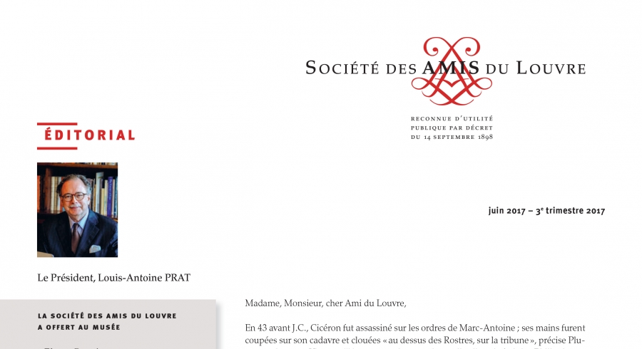 Bulletin trimestriel des Amis du Louvre du 3ème trimestre 2017