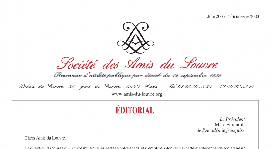 Bulletin trimestriel des Amis du Louvre du 3ème trimestre 2003