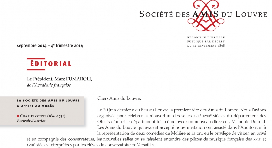Bulletin trimestriel des Amis du Louvre du 4ème trimestre 2014