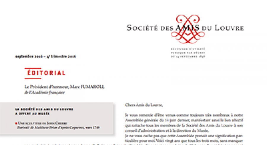 Bulletin trimestriel des Amis du Louvre du 4ème trimestre 2016