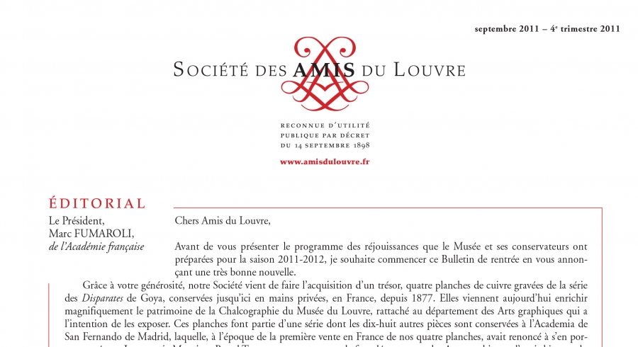 Bulletin trimestriel des Amis du Louvre du 4ème trimestre 2011