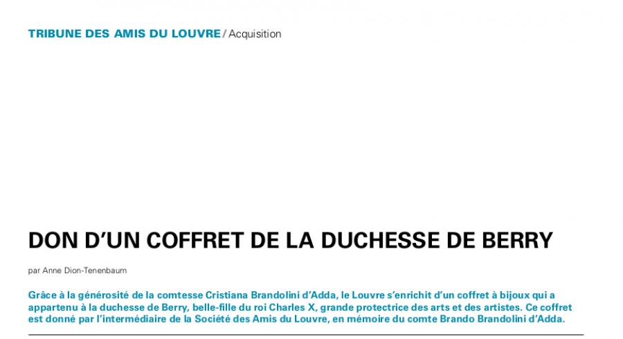 Don d’un coffret de la duchesse de Berry