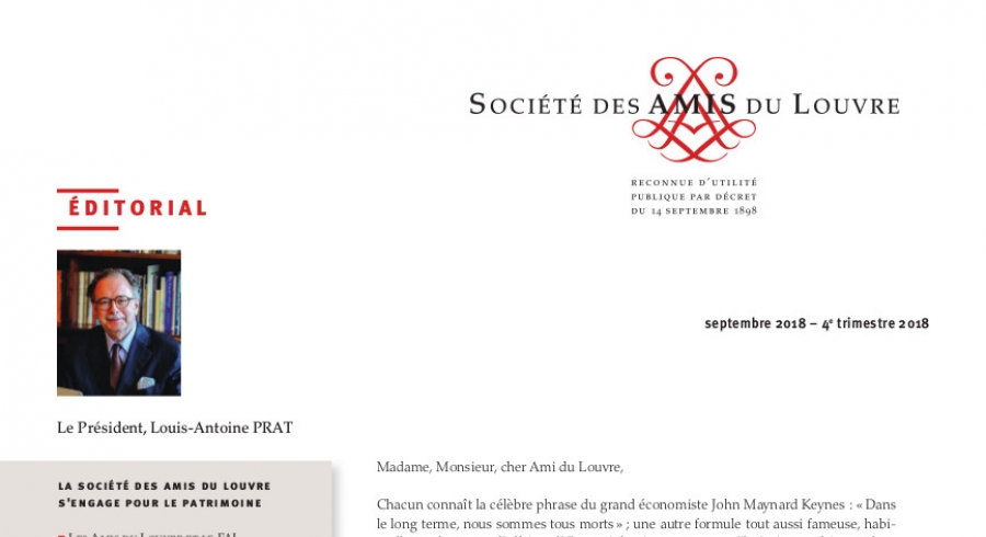 Bulletin trimestriel des Amis du Louvre du 4ème trimestre 2018