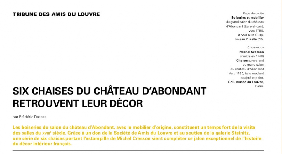 Six chaises du château d’Abondant retrouvent leur décor