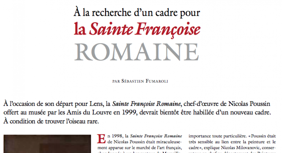 À la recherche d'un cadre pour la Sainte Françoise Romaine