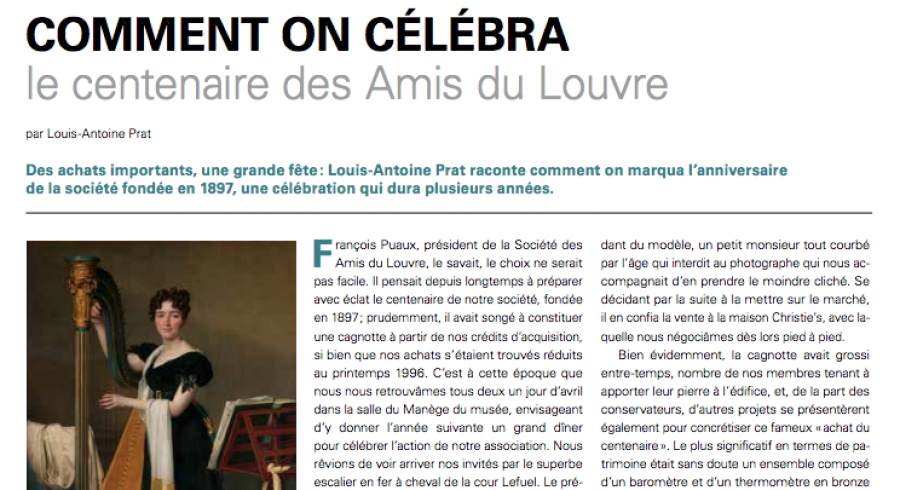 Comment on célébra le centenaire des Amis du Louvre