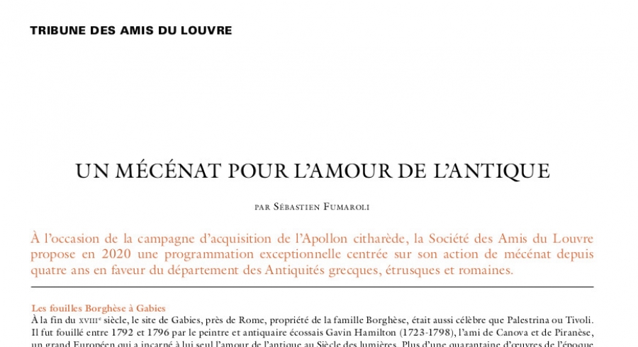 Un Mécénat pour l'Amour de l'Antique
